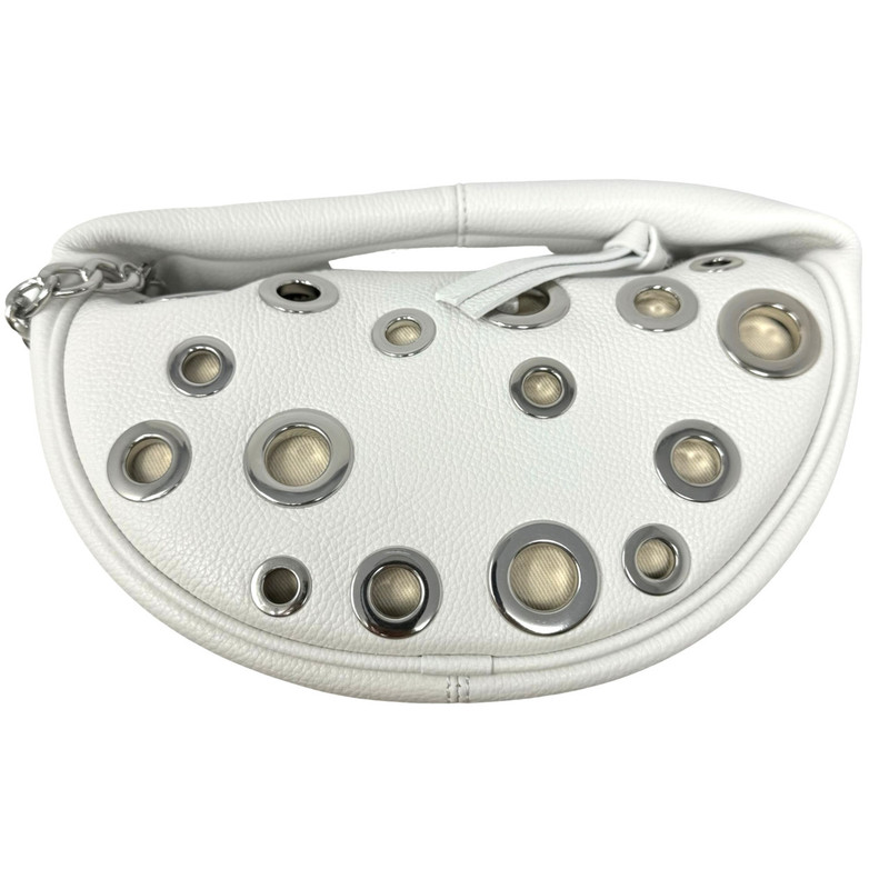 By Far Baby Cush White Grain Leather Eyelet Bag-Thumbnail