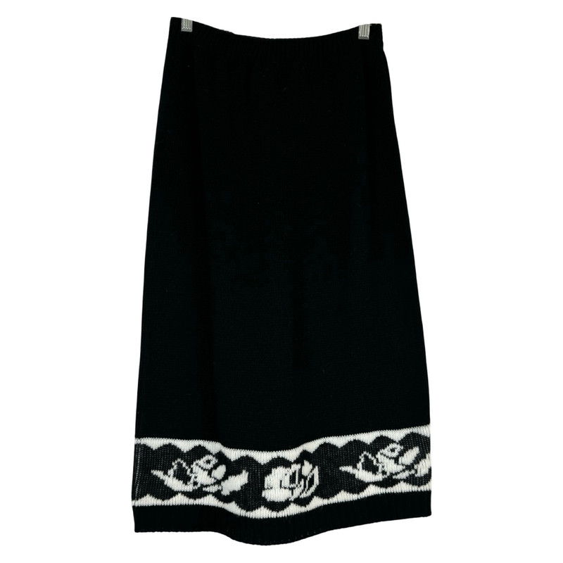 Vintage Knit Patterned Trim Skirt-Thumbnail