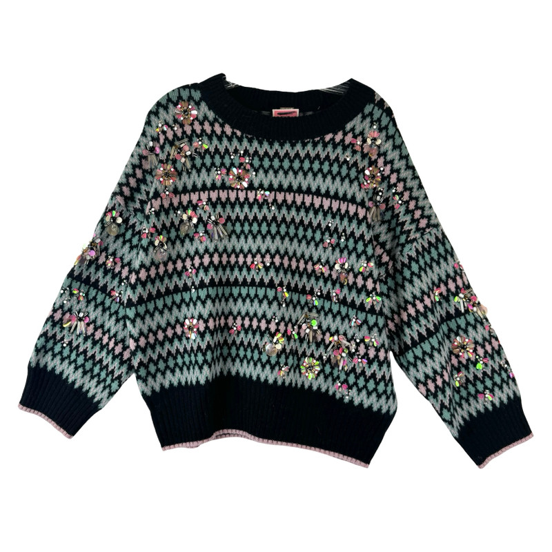 Kate Spade Embellished Fair Isle Wool Blend Sweater-Thumbnail