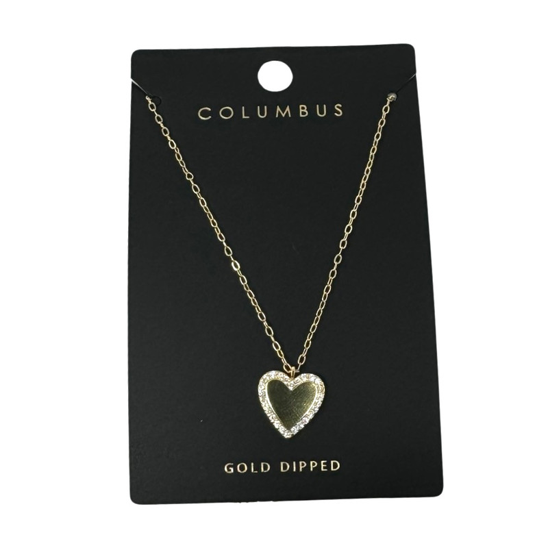 Columbus Gold Dipped Heart Pendant Necklace-Thumbnail