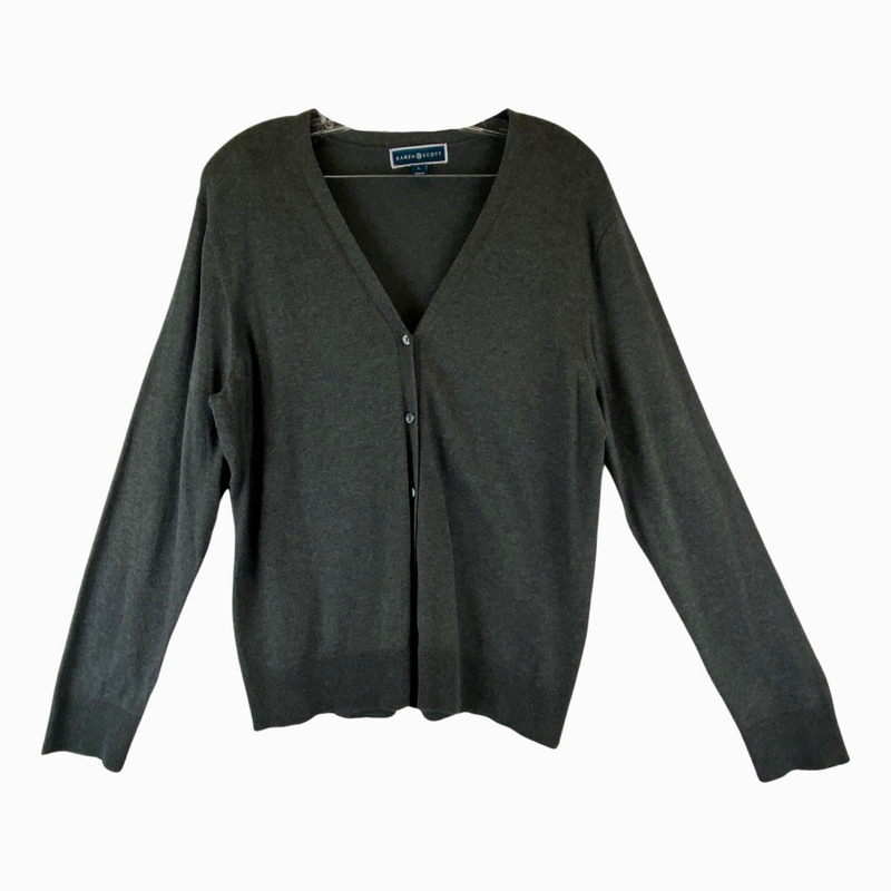 Karen Scott V-Neck Cotton Blend Cardigan-Thumbnail