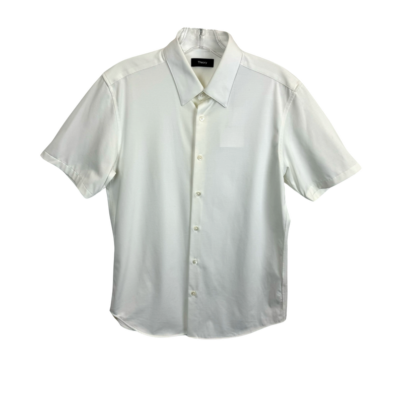 Theory Cotton Blend Short Sleeve Button Down-Thumbnail