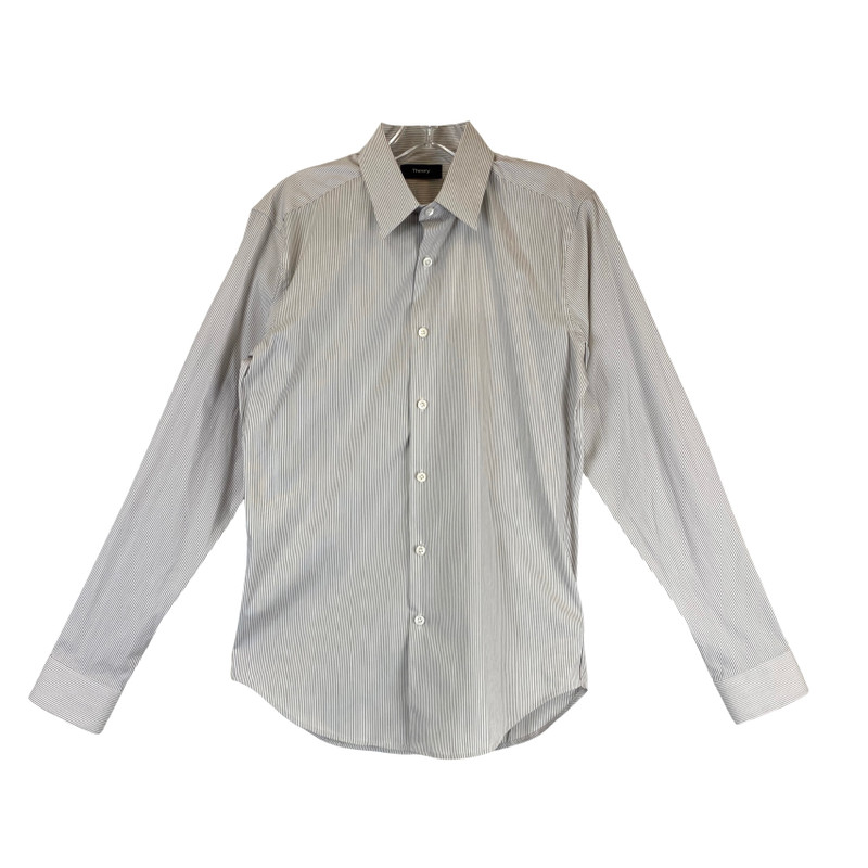 Theory Sylvain Wealth Pinstripe Button Down Shirt-Thumbnail