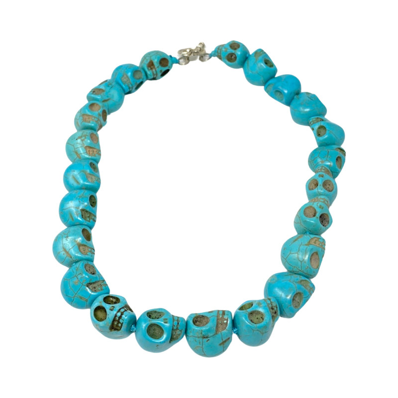 Turquoise Skull Bead Necklace-Thumbnail