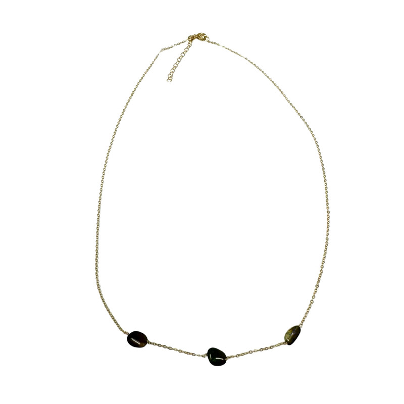 Delicate Gold Plated Iridescent Bead Chain Necklace-Thumbnail