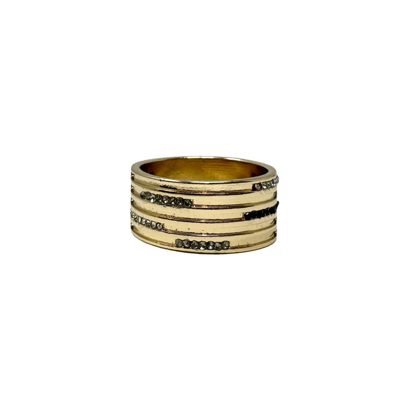 WFTW Rhinestone Detail Gold Tone Ring-Thumbnail