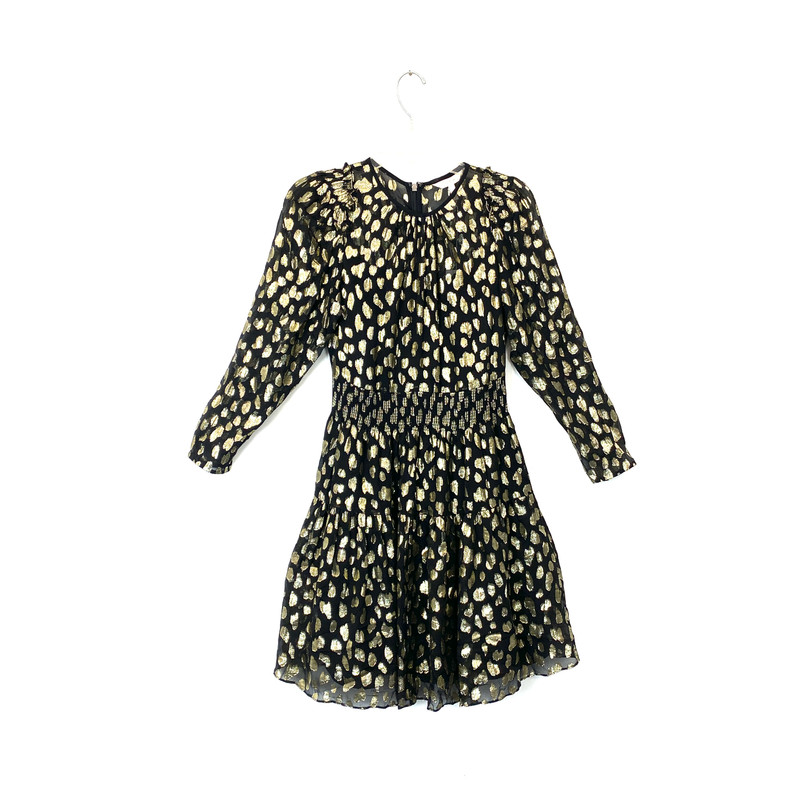 Rebecca Taylor Long Sleeve Leopard Metallic Dress - Thumbnail