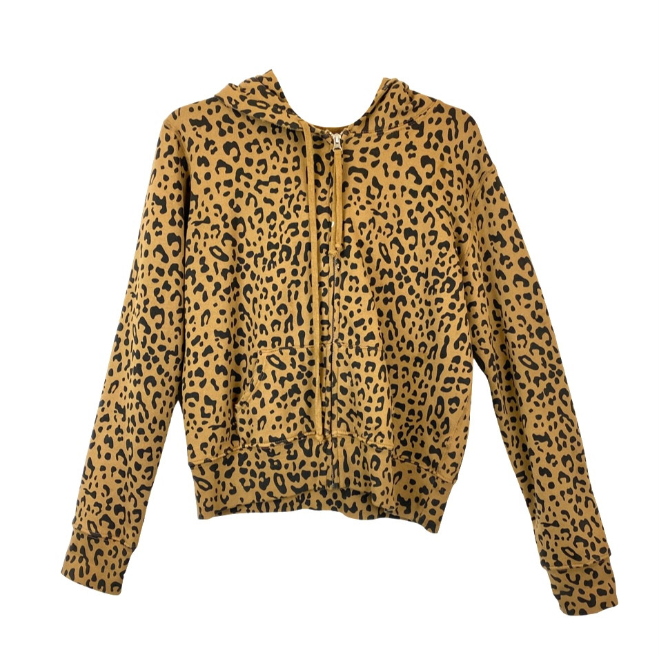 Image of Nili Lotan Leopard Print Zip up Sweatshirt