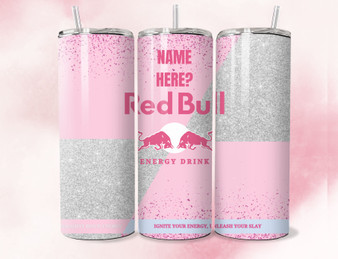 Baby pink glitter Personalised red bull 20oz Tumbler