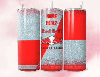 Red  glitter Personalised red bull 20oz Tumbler