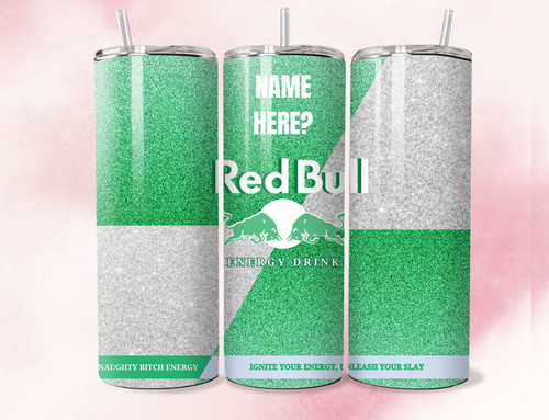 Mint Green glitter Personalised red bull 20oz Tumbler