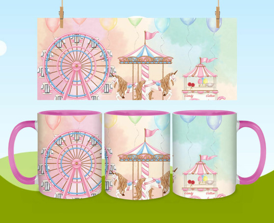 funfair theme 11oz pink mug