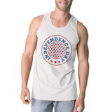 Independence Day Mens White Crewneck Cotton Graphic Tanks For Him