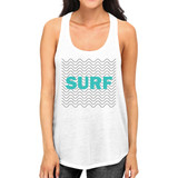 Surf Waves Womens White Summer Sleeveless Shirt For Surfing Lover