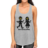 Must Have Coffee Zombies Womens Grey Tank Top