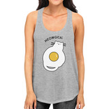 Meowgical Cat And Fried Egg Womens Grey Tank Top