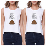 Poop Buddies BFF Matching White Crop Tops