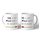 Match Made In Heaven 11oz Cute Matching Mugs Funny Couple Gifts