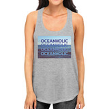 Oceanholic Womens Gray Graphic Tanks Lightweight Tropical Tank Top