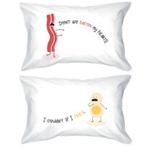 His and Hers Pillowcases Cute Bacon and Egg Matching Couple Pillow Covers