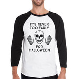 It's Never Too Early For Halloween Mens Black And White Baseball Shirt