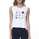 Skulls Womens White Crop Top