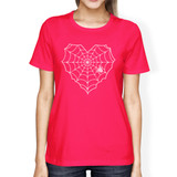 Heart Spider Web Womens Hot Pink Shirt