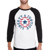 Liberty & Justice Mens Black 3/4 Sleeve Baseball Shirt 3/4 Sleeve