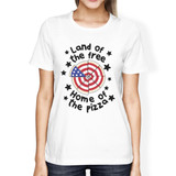 Land Of The Free Womens White Cotton Graphic Tee Food Lover Gifts