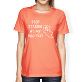 Stop Staring At My Boo-Tee Ghost Womens Peach Shirt