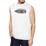 Summer Calling It's Surf Time Mens White Muscle Top