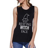 Rwf Resting Witch Face Womens Black Muscle Top