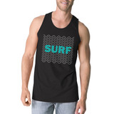 Surf Waves Mens Black Funny Graphic Tanks Unique Summer Gift Idea