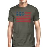 USA Flag Mens Gray Crewneck Graphic Tee Unique 4th Of July T-Shirt
