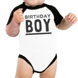 Birthday Boy Black And White Baby Baseball Shirt