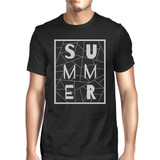 Summer Geometric Lettering Mens Black Tshirt Cotton Trendy Design