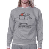 Meowy Catmas Santa Cat Is Coming Grey Sweatshirt