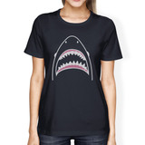 Shark Womens Navy Short Sleeve T-Shirt Unique Design Summer Shirt