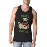 Merry Pugmas Pug Mens Black Tank Top