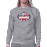 Respect The USA Unisex Gray Sweatshirt Crewneck Pullover Fleece