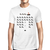 Pixel Game Santa And Rudolph Mens White Shirt