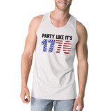 Party Like It's 1776 Funny 4th Of July Mens White Cotton Tank Top