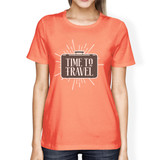 Time To Travel Womens Peach Shirt