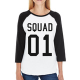 Squad01 Womens Black And White Baseball Shirt