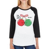 I Like Hanging With You Ornaments Womens Black And White Baseball Shirt