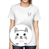 Meow Kitty Pocket T-shirt Back To School Tee Ladies Cute Shirt