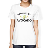 Powered By Avocado White Graphic Design Tee For Ladies Round Neck