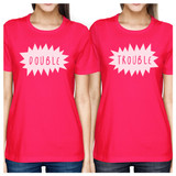 Double Trouble BFF Matching Hot Pink Shirts