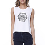 Stay Salty Womens White Sleeveless Crop Tee Funny Graphic Crop Top