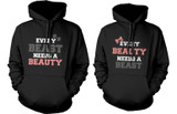 Beauty and Beast Need Each Other Couple Hoodies Cute Matching Outfit